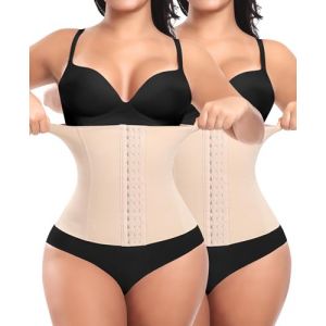 Femme Gaine Amincissante Ventre Plat Invisible Corset Minceur Ceinture Amincissante Waist Trainer Post Partum Serre Taille Body Sculptant Invisible (Beige+Beige,S) (YARRCO, neuf)
