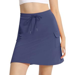 Bezioner Jupe Short Femme Longueur Genou Jupe de Tennis Taille Haute Athl&eacute;tique Jupes avec Short Int&eacute;gr&eacute; Poches Golf Skort Bleu Marine S (Bezioner-shop, neuf)