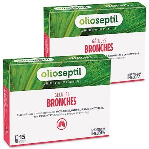 OLIOSEPTIL - Gélules Bronches - Complexe d'huiles essentielles pures - Gélules végétales L-Vcaps® - Dès 15 Ans - Aide à dégager les bronches et assainir les voies respiratoires - Lot de 2 produits (Parabio Santé, neuf)