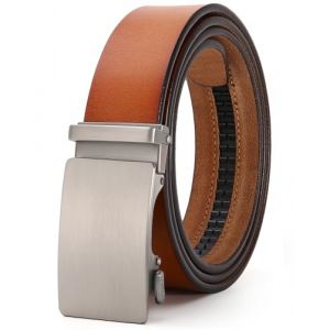 Nelbons Ceinture &agrave; cliquet en cuir pour homme avec boucle coulissante, bordure pour s'adapter &agrave; une largeur de 3,5 cm, Z-Brown, 44W (GTS-FR, neuf)