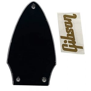 Pièces de guitare Pickguard pour Gibson Flying V Truss Rod Cover + décalcomanie dorée (3 plis noir) (lexunkejiyouxiangongsi, neuf)