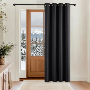 KGORGE Rideau Noir - Rideau Occulant Isolation Thermique Anti Froid et Chaleur, pour Enfants/Adultes avec &OElig;illets, Decoration Porte Maison Chambre, L140xH230 CM, Noir, 1 PC (KGORGEHOME, neuf)