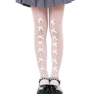 LOLANTA 2-Pack Collants Résille Filles, Collants Strass Étincelants pour Enfants Bas de Concours de Danse, Nœud blanc, 8-13 ans, XL (LOLANTA, neuf)