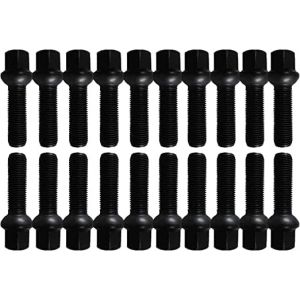 Lot de 20 boulons de roue M12 x 1,5 40 mm R12 Noir Compatible avec jantes en aluminium Mercedes (TUNERSHOP, neuf)