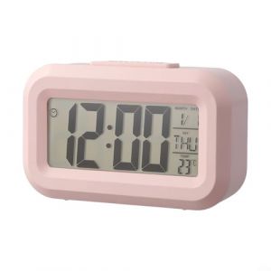 R&eacute;veil num&eacute;rique LED moderne avec affichage de la temp&eacute;rature, fonction snooze, grand &eacute;cran, format 12/24 heures, fonctionne &agrave; piles pour la maison, le bureau, la chambre (rose) (dedicatestore, neuf)
