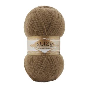 Alize Angora Gold Fil 20% Laine 80% Acrylique Fil Doux Crochet Lot de 2 &eacute;cheveaux 200g 1101m Dentelle Tricot &agrave; la Main Fil Turc (466 Beige Fonc&eacute;) (1LEAGUE, neuf)