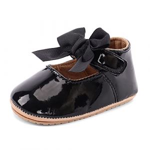 LACOFIA Chaussure Bébé Fille Chaussures Premier Pas de Baptême Princesse Bowknot Antidérapant pour Bébé Noir 3-6 Mois (Lacofia, neuf)