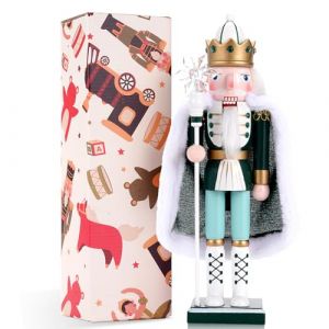 Tpudn Casse-noisette Reine des Neiges de 30 cm avec cape en velours blanc - Élégante figurine de Noël en bois peinte à la main - Décoration d'hiver élégante pour manteau de cheminée, buffet ou comme (ParLike cc, neuf)