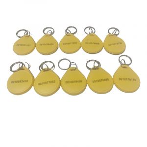 Lot de 10 porte-clés de gestion d'accès RFID à double fréquence compatible avec les puces 125 kHz EM4100 et 13,56 MHz M1classic 1K (jaune) (JIAJIE MRO, neuf)