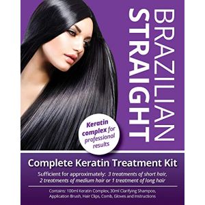 Brazilian Straight Kit de traitement &agrave; la k&eacute;ratine pour d&eacute;frisage et brushing &agrave; la maison 100 ml (Keratin Kits, neuf)