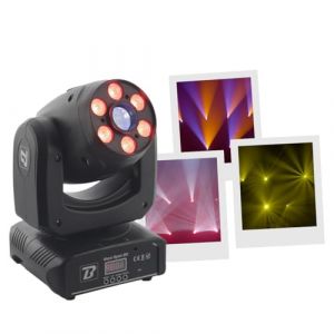 BoomToneDJ Maxi Spot 90 Tête mobile LED RGB 90W Effet Wash Lyre spot pour soirée Disco DJ Eclairage de scène Spot DMX Automatique Détection musicale. Lumière 7 gobos Shake Stroboscope pour bar, Club. (SonoVente, neuf)