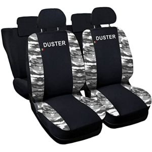 Rebeca Shop - Housses de si&egrave;ge pour si&egrave;ge Auto, compatibles Housses de si&egrave;ge Auto pour Duster |Noir/Camouflage Gris| Made in Italy | Housses pour si&egrave;ges Avant et arri&egrave;re | Compatibles airbags (Rebecashop, neuf)