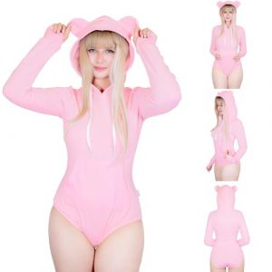 LittleForBig Grenouill&egrave;re en coton &agrave; capuche confortable &ndash; Grenouill&egrave;re avec ours, rose, S (Littleforbig, neuf)