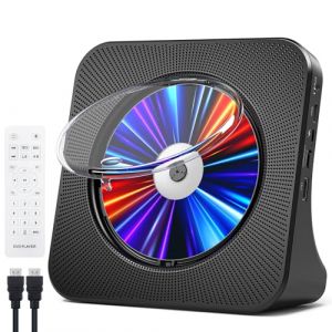 Gueray Lecteur CD Bluetooth Lecteur DVD HDMI Lecteur CD de Bureau Baladeur CD Lecteurs de CD avec Haut-Parleur Couvercle Anti-poussière et télécommande et Radio FM Prise USB et AUX 3,5 mm (tangljuk, neuf)