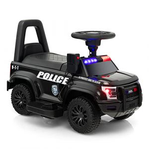 DREAMADE Voiture Électrique pour Enfants, 6V Voiture de Police, Véritable Mégaphone, Musique, Sirène Clignotante, Phares, Véhicule à 4 Roues pour Filles & Garçons de 18-60 Mois (Noir) (DREAMADE, neuf)