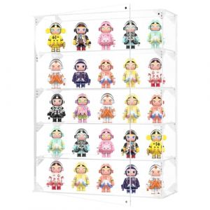 Vitrine en acrylique 5 couches transparente pour mini figurines Funko Pop murale ou bureau anti-poussi&egrave;re pour objets de collection, mini jouets (31,5 x 10,2 x 42 cm) (Fhmidic US, neuf)