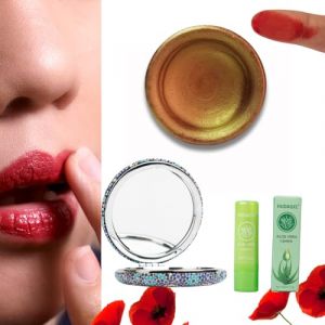 AKER FASSI - Kit maquillage femme - Rouge à lèvres marocain + Miroir de poche - Baume à lèvres à l'aloe vera - Tendance Tiktok (Parizienne dAtlas, neuf)