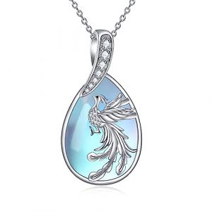 YAFEINI Collier ph&eacute;nix, en pierre de lune, pour femme, en argent sterling 925, avec pendentif ph&eacute;nix, bijou, cadeau pour femme et fille, 24mm, Argent sterling, Pierre de lune (IOFUGJGOIS, neuf)