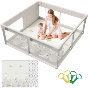 Cafolatt Parc Bebe 150X150 cm, Parc Enfant Avec Tapis, Parc Bébé XXL pour en Bas Âge, Avec Matelas pour La Maison Pliable (150X150X64 cm) (EFFORT CHEF PRODUCTS LIMITED, neuf)