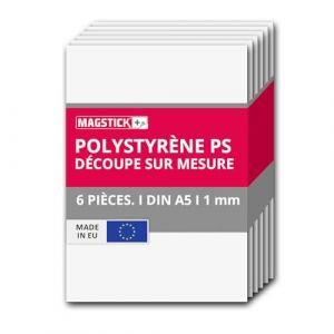 Magstick Plaques en polystyr&egrave;ne I Set de 6 feuilles PS blanches A5 29,7 x 21 cm x 0,5 mm I Plastique rigide et thermoformable I Pour mod&eacute;lisme architecture bricolage DIY I mag260 (easydruck24, neuf)