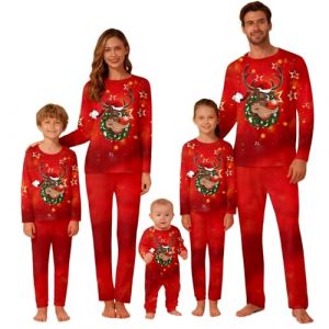 Pyjama Noel Famille Pyjama No&euml;l Femme Homme Souple Coton Ensemble Pyjamas de Noel Famille Hiver Assorti Manches Longues avec Imprim&eacute; pour P&egrave;re M&egrave;re Family Christmas Pajamas Mere Costume (Rouge,3T) (BAULMD（90% Big Promotion Without Discount Code ）, neuf)