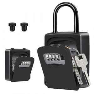 ZHEGE Boite &agrave; Cl&eacute;, boite &agrave; cl&eacute; s&eacute;curis&eacute;e Portable avec Anse Amovible, Boite a Cl&eacute; avec Code 4 chiffes, Boite a Cles Securisee a Code Exterieur pour la Maison, Le Bureau, la Location Airbnb (Noir) (ZHENGE STORE, neuf)