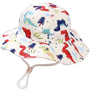 Malaxlx Unisexe Bob Bébé Chapeau de Soleil Dinosaures Beige Chapeau de Pêcheur Enfant Chapeaux de Seau Chapeau de Plage Visière pour 4-8 Ans Fille Garçon (malaxlx uk, neuf)