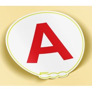 SC &reg; - Sticker/Autocollant - Disque A - Fiat 500 - Jeune Permis - Jeune Conducteur - 6 couleurs au choix - Fabrication Fran&ccedil;aise (Jaune) (S-C, neuf)