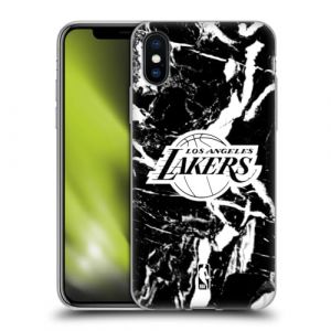 Head Case Designs sous Licence Officielle NBA Marbre Noir Los Angeles Lakers Coque en Gel [Protection de Qualit&eacute; Militaire] Compatible avec Apple iPhone X/iPhone XS (eCell, neuf)