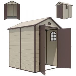 RELAX4LIFE Abri de Jardin 6M3 en PVC avec Porte Verrouillable, Cabane de Jardin 190X192X226 CM avec Toit en Pente, Fen&ecirc;tre & Rampe pour V&eacute;lo, Abri &agrave; Outils pour Jardin Patio Terrasse (RELAX4LIFE, neuf)