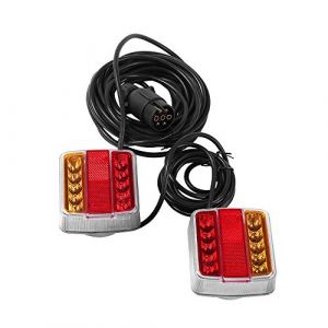 ETUKER Kit De Feux Arri&egrave;re LED Magn&eacute;tique Pour Remorque, 12V Avec Lampe D'immatriculation, C&acirc;ble De 7,5 M Et Prise &agrave; 7 Broches, Pour RV/Camions (Ampoule De 10 LED) (ETUKER, neuf)
