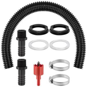 Kit de Raccordement pour citerne de Pluie, Kit Raccord Récupérateur Recuperation Eau de Pluie, Tuyau de raccordement de 50 cm et 2 Embouts de Tuyau, collecteur de Pluie pour Réservoir, Tonneaux (AMPHOLY VORTEXA S.R.L., neuf)
