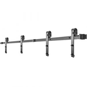 VEVOR Kit Quincaillerie Porte Double 305 cm Quincaillerie Porte Suspendue 150 kg Rail Porte Coulissante Acier Carbone 4 Cintres 6x4x30 cm Épaisseur Porte 35-45 mm pour Portes 152 cm Chambre Garages (New Clear VEVOR, neuf)