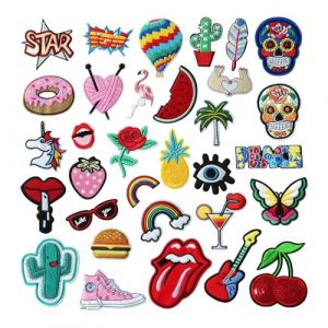 32 Pi&egrave;ces Patch Thermocollant, Autocollant de Patch, Mode Bricolage Styles Assortis Brod&eacute; Applique Patches, pour V&ecirc;tements Jeans Chapeau T-shirt de Enfants Femme (Funver, neuf)