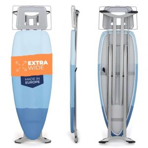 Table à Repasser XXL Grande Pliable Solide Planche Repasser pour Centrale Vapeur - 130x47cm - Fabriqué en EU (Propolinature, neuf)