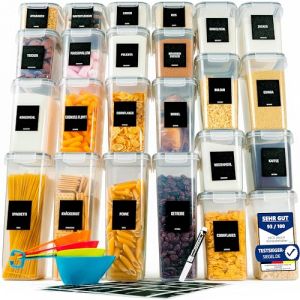 Deco haus&reg; Boite de Rangement Cuisine Lot de 24 L - Boites de Conservation R&eacute;utilisables avec Couvercle Herm&eacute;tique - Boites en Plastique rangement et organisation de cuisine - Sans BPA 0,8 1,4 2 2,8L (Mortred, neuf)