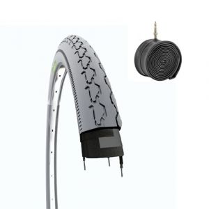 Pneu 24 x 1 3/8 (37-540) + chambre pneumatique gris pour fauteuil roulant pour fauteuil roulant (Fusaro Group, neuf)