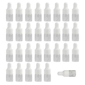 30 PCS Mini Bouteilles à Pipette en Verre Transparent de 2 ml, Petite Fiole en Verre Vide Hermétique pour Huiles Essentielles, Parfum, Voyage, Réutilisables (WanLinTan, neuf)