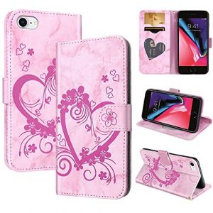 CASAFUNY Coque pour iPhone SE 2022/SE 2020, Housse Etui iPhone 8/7, Portefeuille Protection Housse avec Fermeture Magn&eacute;tique Etui &agrave; Rabat pour iPhone SE 3/2 (mod&egrave;le 2022/2020), iPhone 8/7, Rose (Wonderful Europe, neuf)
