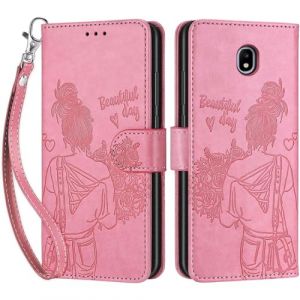SIENIANLINE Coque pour Samsung Galaxy J5 2017, Etui Protection Housse Premium en Cuir de Portefeuille en Cuir Fermeture Magnétique Flip Case pour Samsung Galaxy J5 2017 Coque (Rose) (DIKAS, neuf)