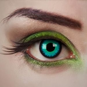 aricona Lentilles de contact turquoise-vert - Poison Witch - 2 pi&egrave;ces &ndash; color&eacute;es - pour Halloween, cosplay, carnaval, f&ecirc;tes &agrave; th&egrave;me et soir&eacute;es d&eacute;guis&eacute;es &ndash; sans correction (aricona, neuf)