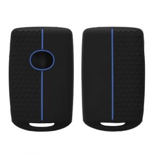 kwmobile Coque cl&eacute; de Voiture Compatible avec Mazda 3-Boutons CX30 CX50 CX60 CX90 MX-30 Accessoire cl&eacute; Voiture - Protection &eacute;tui Souple en Silicone - Noir-Bleu (SX-Commerce, neuf)