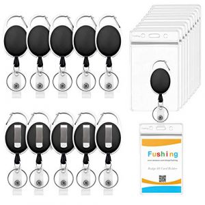Fushing 10 Porte-badge avec Yoyo,Porte Badge Enrouleur,Carte d'identit&eacute; avec Porte-cl&eacute;s pour Arte de Visite,Carte d'&eacute;tudiants,Carte Bus (Vertical) (fushing, neuf)