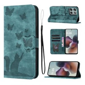 LSPCASA Coque pour Motorola Moto G56 6,72 Pouces 5G Housse de Protection Premium PU Cuir Portefeuille Protection avec Porte Carte Fonction Support Flip Cover pour Motorola Moto G56 Vert (SINGGEADA, neuf)