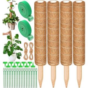 ZLPBAO 4 pcsTuteur Plante, Tuteur Monstera, 40cm Grimpante Pliable pour Plante Monstera Extension et Support pour Maison Jardin de Support de Plante avec Bande Velcro Serre-c&acirc;ble et Ficelle (SELARUTIN S.R.L., neuf)