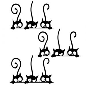TEOZBLU 3 Stickers Muraux Chat Noir, pour Salon, Couloi, Enfants Chambre Chambre Décor, Chat Autocollants, Autocollant Chat Mural Intéressant Mignon Chat Noir Autocollants Art Mural (LIYUNxia, neuf)