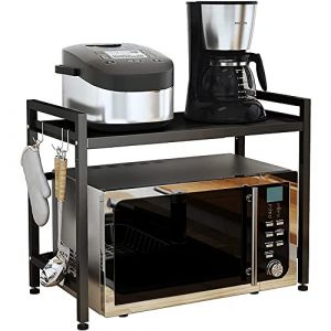 Support D'étagère Extensible pour Four à Micro-Ondes avec étagère De Rangement - Etagère pour Four à Micro-Ondes, Nouvel Gain De Place pour Le Rangement De La Cuisine(40/64*45*36.5cm (noir)) (Hechheu, neuf)