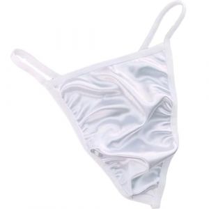 Faringoto Culotte Sissy en satin pour homme, string à dos en T, string pour homme, blanc, Large (Faringoto, neuf)