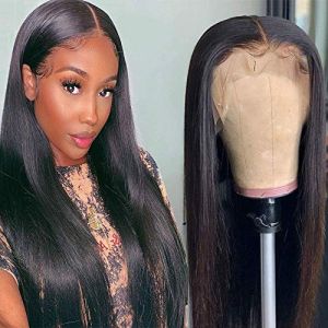 TOOCCI Lace Frontal Wig Cap Carr&eacute; Human Hair Wig Perruque Bresilienne Lace Wig Afro Meches Cheveux Br&eacute;silienne Naturels Droit (20") (Toocci, neuf)