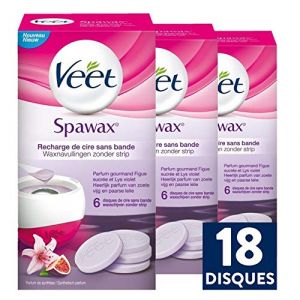 Veet - Spawax - 18 Disques de Cire - Jambes, Maillot, Aisselles, Bras - Figue Sucrée et Lys Violet (Pennguin-FR-Home, neuf)